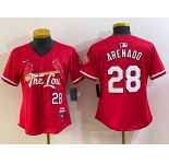 Women's St Louis Cardinals #28 Nolan Arenado Red 2024 City Connect Limited Stitched Jersey