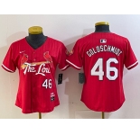 Women's St Louis Cardinals #46 Paul Goldschmidt Red 2024 City Connect Limited Stitched Jersey