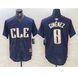Men's Cleveland Guardians #0 Andres Gimenez Navy 2024 City Connect Limited Stitched Jersey