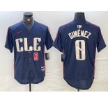 Men's Cleveland Guardians #0 Andres Gimenez Navy 2024 City Connect Limited Stitched Jerseys