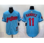 Men's Cleveland Guardians #11 José Ramírez Blue Vapor Premier Limited Stitched Baseball Jersey