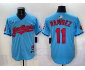 Men's Cleveland Guardians #11 José Ramírez Blue Vapor Premier Limited Stitched Baseball Jersey