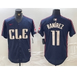 Men's Cleveland Guardians #11 Jose Ramirez Navy 2024 City Connect Limited Stitched Jersey