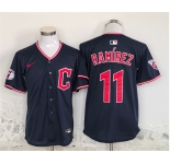 Men's Cleveland Guardians #11 Jose Ramirez Navy Stitched Baseball Jersey