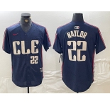 Men's Cleveland Guardians #22 Josh Naylor Number Navy 2024 City Connect Limited Stitched Jersey