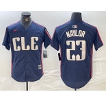 Men's Cleveland Guardians #23 Josh Naylor Navy 2024 City Connect Limited Stitched Jersey