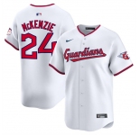 Men's Cleveland Guardians #24 Triston McKenzie White Home Limited Stitched Baseball Jersey