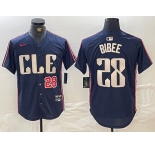 Men's Cleveland Guardians #28 Tanner Bibee Number Navy 2024 City Connect Limited Stitched Jersey