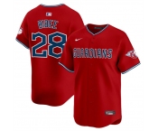Men's Cleveland Guardians #28 Tanner Bibee Red Alternate Limited Stitched Baseball Jersey