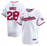 Men's Cleveland Guardians #28 Tanner Bibee White Home Limited Stitched Baseball Jersey