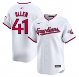 Men's Cleveland Guardians #41 Carlos Santana White Home Limited Stitched Baseball Jersey