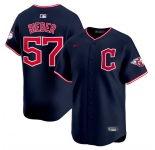 Men's Cleveland Guardians #57 Shane Bieber Navy 2025 Alternate Limited Stitched Baseball Jersey