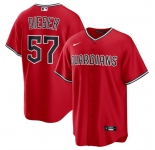 Men's Cleveland Guardians #57 Shane Bieber Red Cool Base Stitched Baseball Jersey