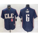 Men's Cleveland Guardians #6 David Fry Number Navy 2024 City Connect Limited Stitched Jersey