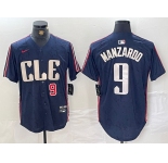 Men's Cleveland Guardians #9 Kyle Manzardo Number Navy 2024 City Connect Limited Stitched Jersey