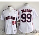 Men's Cleveland Guardians #99 Ricky Vaughn White Stitched Baseball Jersey