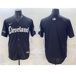 Men's Cleveland Guardians Blank Black Gothic Vapor Premier Limited Stitched Baseball Jersey