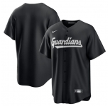 Men's Cleveland Guardians Blank Black Lights Out Limited Stitched Baseball Jersey
