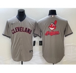 Men's Cleveland Guardians Gray Team Big Logo Cool Base Stitched Jersey