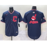 Men's Cleveland Guardians Team Big Logo Navy 2025 Alternate Limited Stitched Baseball Jersey