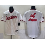 Men's Cleveland Guardians Team Big Logo White Home Limited Stitched Baseball Jersey