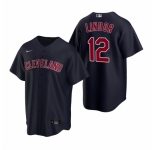 Men's Nike Cleveland Indians #12 Francisco Lindor Navy Alternate Stitched Baseball Jersey