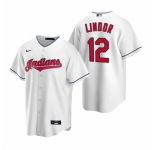 Men's Nike Cleveland Indians #12 Francisco Lindor White Home Stitched Baseball Jersey