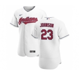 Men's Nike Cleveland Indians #23 Daniel Johnson White Home 2020 Authentic Team Baseball Jersey
