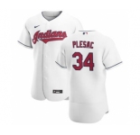 Men's Nike Cleveland Indians #34 Zach Plesac White Home 2020 Authentic Team Baseball Jersey