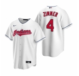 Men's Nike Cleveland Indians #4 Bradley Zimmer White Home Stitched Baseball Jersey