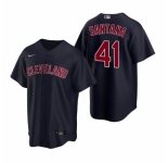 Men's Nike Cleveland Indians #41 Carlos Santana Navy Alternate Stitched Baseball Jersey