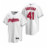 Men's Nike Cleveland Indians #41 Carlos Santana White Home Stitched Baseball Jersey