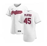 Men's Nike Cleveland Indians #45 Adam Plutko White Home 2020 Authentic Team Baseball Jersey