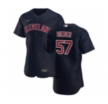 Men's Nike Cleveland Indians #57 Shane Bieber Navy Alternate 2020 Authentic Player Baseball Jersey
