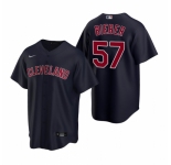 Men's Nike Cleveland Indians #57 Shane Bieber Navy Alternate Stitched Baseball Jersey