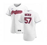 Men's Nike Cleveland Indians #57 Shane Bieber White Home 2020 Authentic Team Baseball Jersey