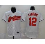 Men's Nike Indians #12 Francisco Lindor White 2020 Baseball Flexbase Jersey