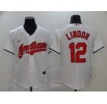 Nike Men's Cleveland Indians #12 Francisco Lindor Replica White Home Cool Base Baseball Jersey