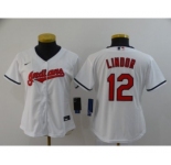 Women's Indians #12 Francisco Lindor White 2020 Baseball Cool Base Jersey