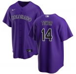 Men's Colorado Rockies #14 Ezequiel Tovar Purple Cool Base Stitched Baseball Jersey