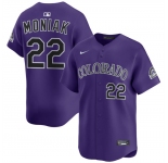 Men's Colorado Rockies #22 Mickey Moniak Purple Limited Stitched Baseball Jersey