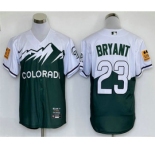 Men's Colorado Rockies #23 Kris Bryant Green 2022 City Connect Cool Base Stitched Jersey