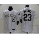 Men's Colorado Rockies #23 Kris Bryant White Stitched MLB Flex Base Nike Jersey