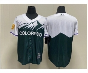 Men's Colorado Rockies Blank Green 2022 City Connect Cool Base Stitched Jersey