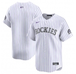 Men's Colorado Rockies Blank White Home Limited Stitched Baseball Jersey