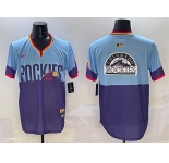 Men's Colorado Rockies Team Big Logo Purple Light Blue 2025 City Connect Limited Stitched Baseball Jersey