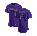 Men's Nike Colorado Rockies #14 Tony Wolters Purple Alternate 2020 Authentic Player Baseball Jersey