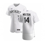 Men's Nike Colorado Rockies #14 Tony Wolters White Home 2020 Authentic Player Baseball Jersey