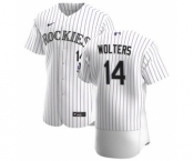 Men's Nike Colorado Rockies #14 Tony Wolters White Home 2020 Authentic Player Baseball Jersey