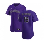 Men's Nike Colorado Rockies #19 Charlie Blackmon Purple Alternate 2020 Authentic Player Baseball Jersey